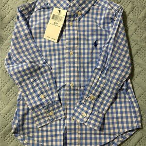 Polo by Ralph Lauren Blue and White Checkered Kids Button Down Shirt